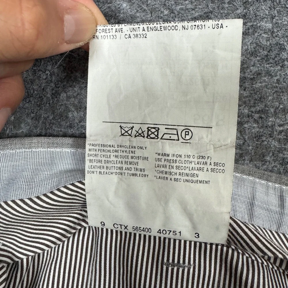 Ermenegildo Zegna Dress Pants Mens 56R (38x30) Grey Wool Flat Front Luxury